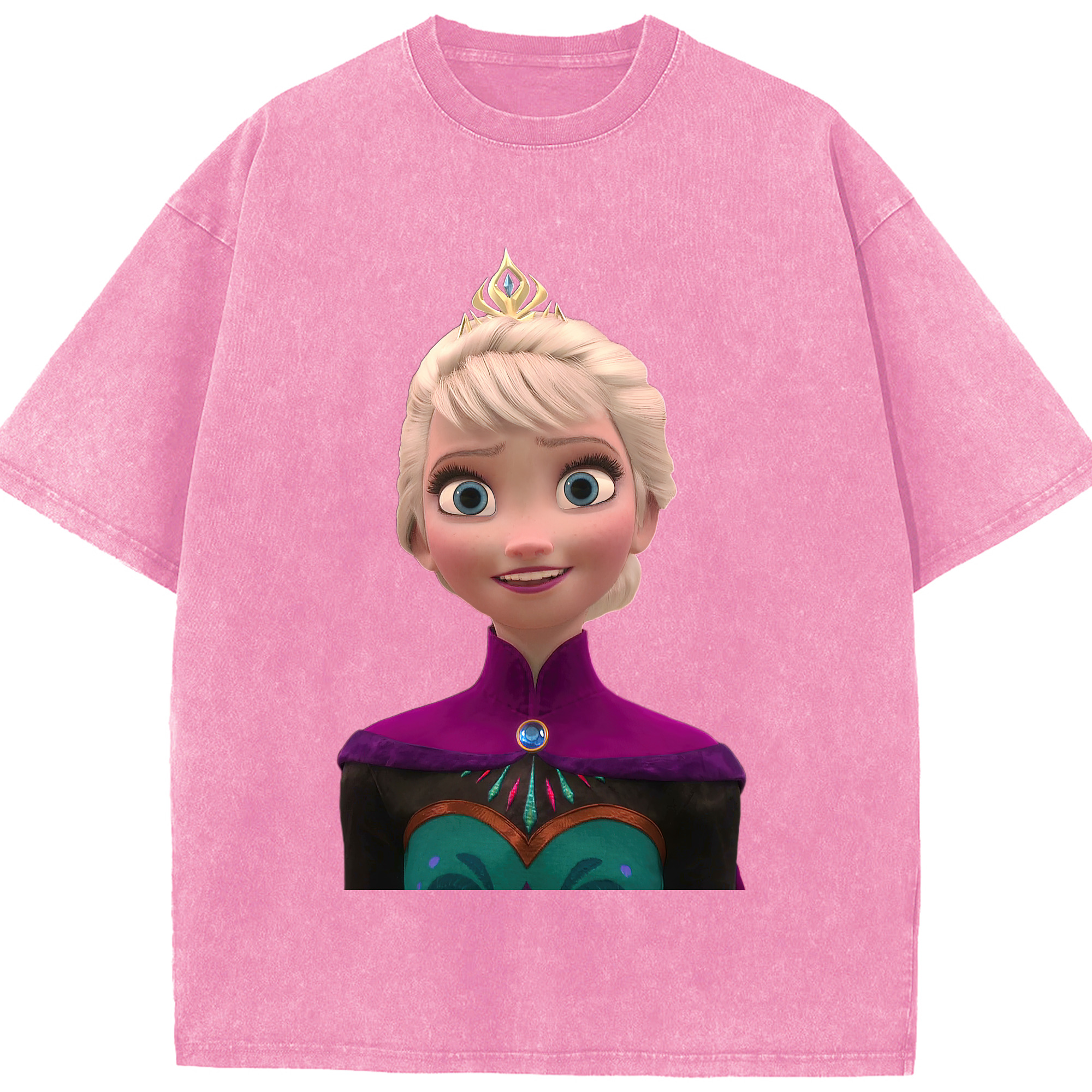 （画像用） アナと雪の女王 アンナ エルサ Frozen Anna Elsa 綿100% ヴィンテージ風 半袖Tシャツ（フロントプリント）